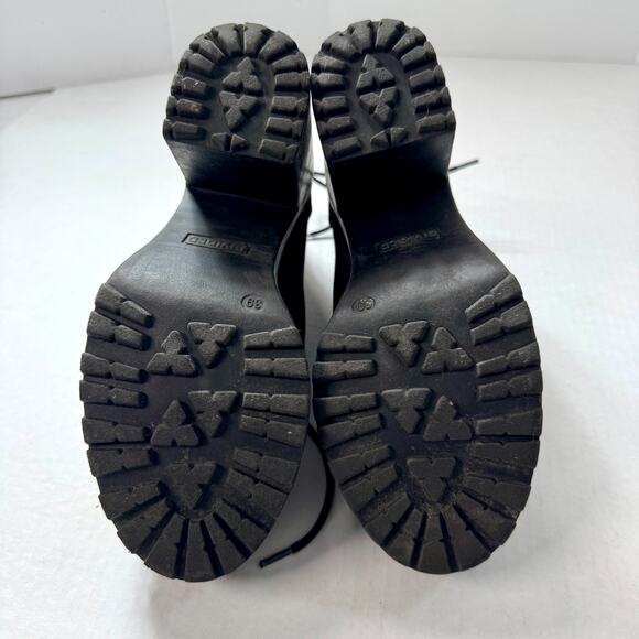 Canvas Chunky Platform Block Heel Combat Boots Divided 8 Grunge Indie Goth Bratz - Picture 5 of 10